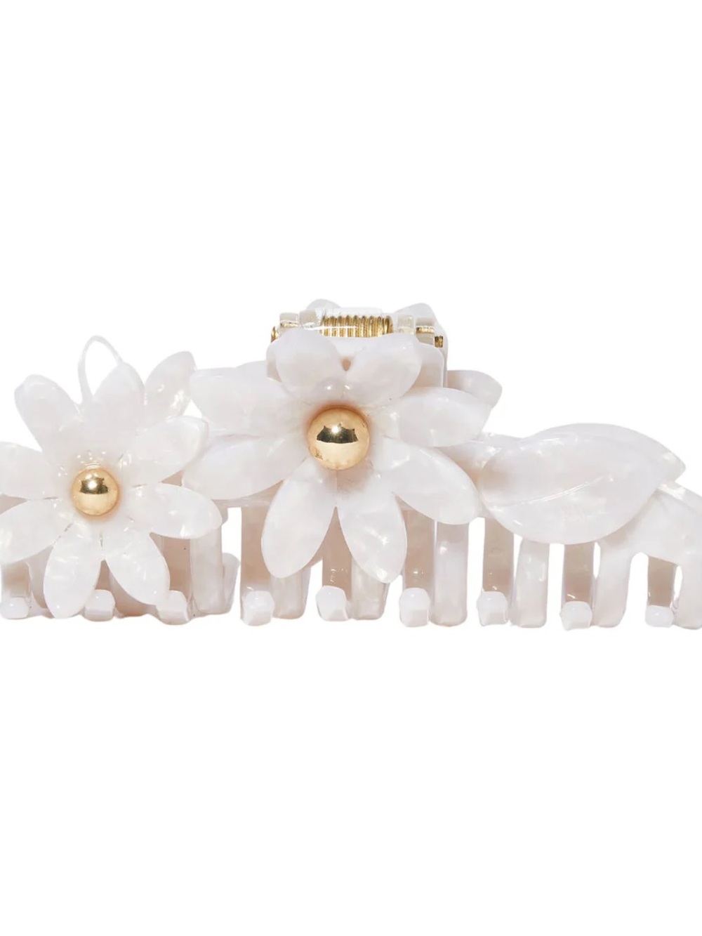 Lele Sadoughi Mother of Pearl White Petunia Claw Hair Clip NWT